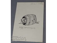 Vasil Penchev desenând caricatură după sărbători