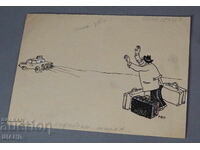 Vasil Penchev desenând caricatura Sofia Mirage