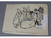 Vasil Penchev desenând o caricatură a autoservirii