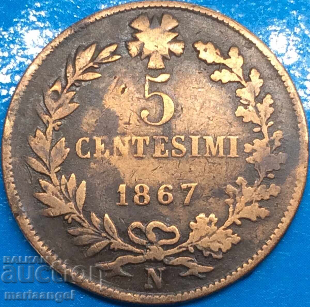 5 centesimi 1867 Italia N - Napoli