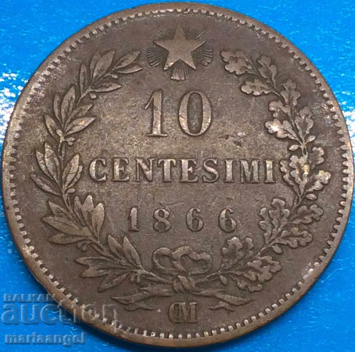 10 Centesimi 1866 Ιταλία SM Χάλκινο - ΣΠΑΝΙΟ