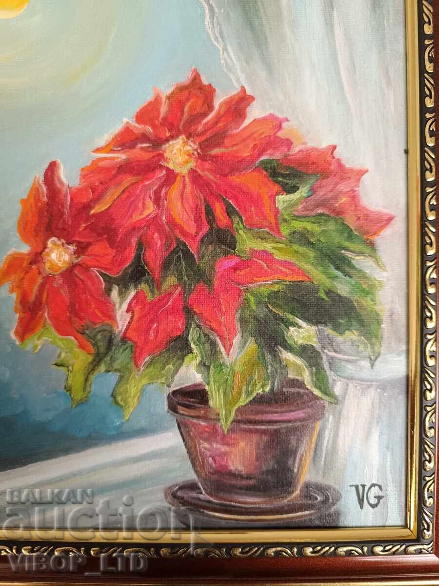 artist/painting "CHRISTMAS STAR"/oil/canvas/frame/signature with price 124.98 BGN | € 63.90 artist/painting "CHRISTMAS STAR"/oil/canvas/frame/signature with price 124.98 BGN | € 63.90