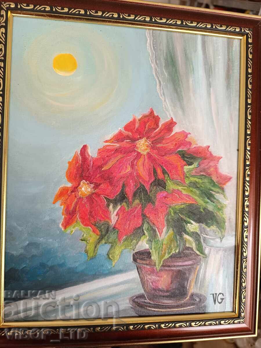 artist/painting "CHRISTMAS STAR"/oil/canvas/frame/signature - 5 artist/painting "CHRISTMAS STAR"/oil/canvas/frame/signature - 5