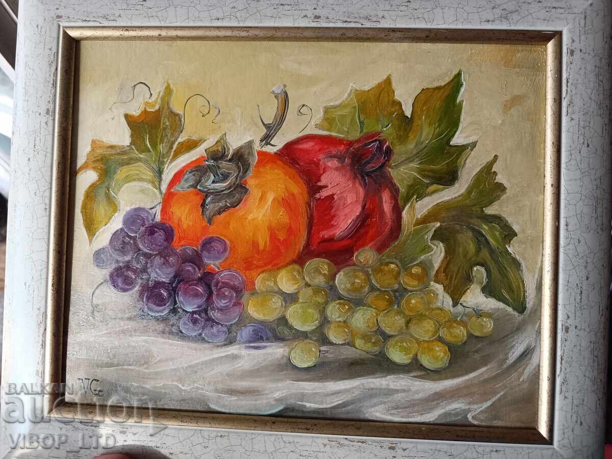 artist/painting "STILL LIFE"/oil/canvas/frame/signature with price € 43.45 | 84.98 BGN