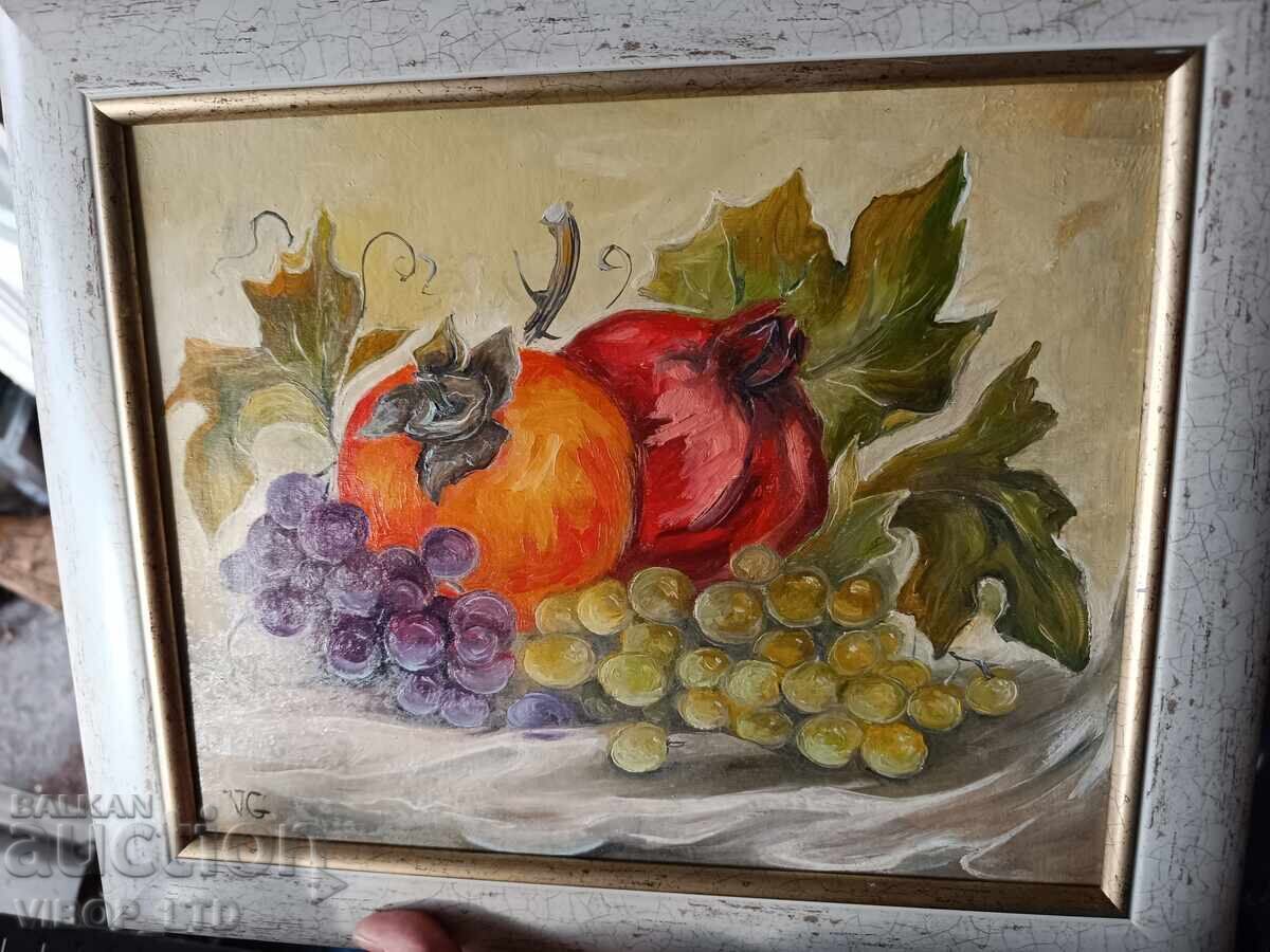 artist/painting "STILL LIFE"/oil/canvas/frame/signature - 6