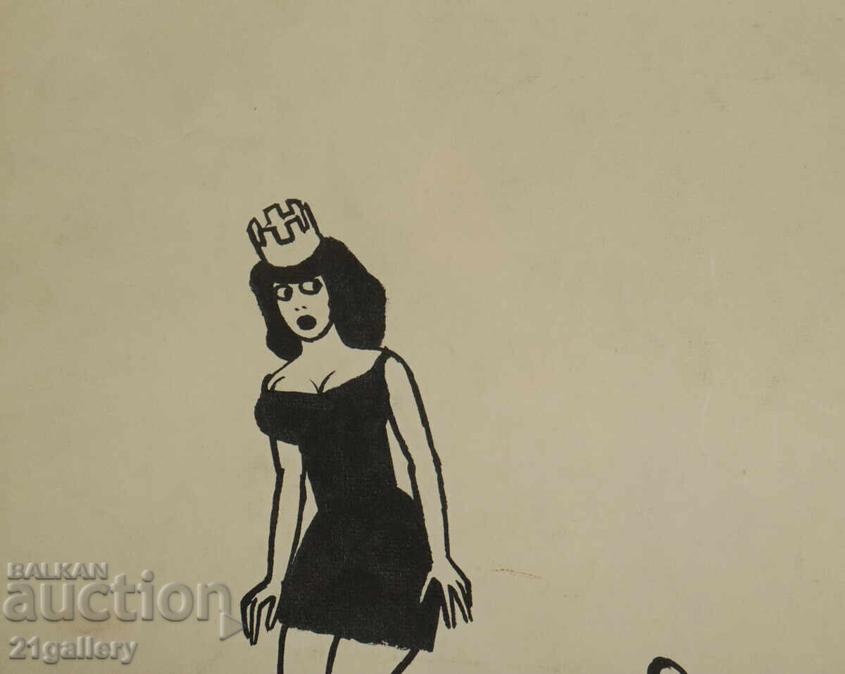 Delivery of Tsvetan Tsekov Karandash (1924-2010) caricature / ink Delivery of Tsvetan Tsekov Karandash (1924-2010) caricature / ink