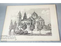 1900 Vienna Architectural lithograph of a church chapel