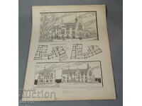 1900 Vienna Architectural lithograph of a church chapel