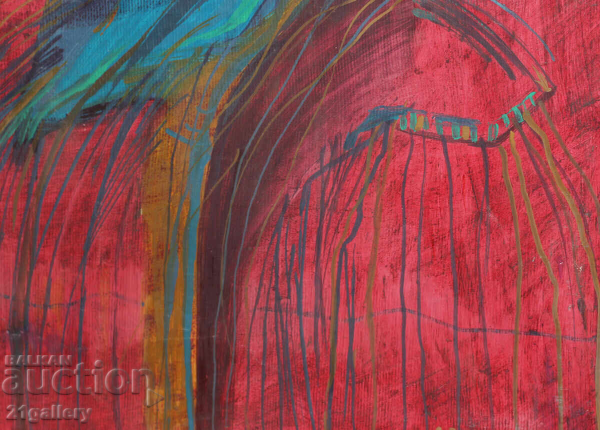 Oil paints, abstraction, signed 1994. - 5 Oil paints, abstraction, signed 1994. - 5