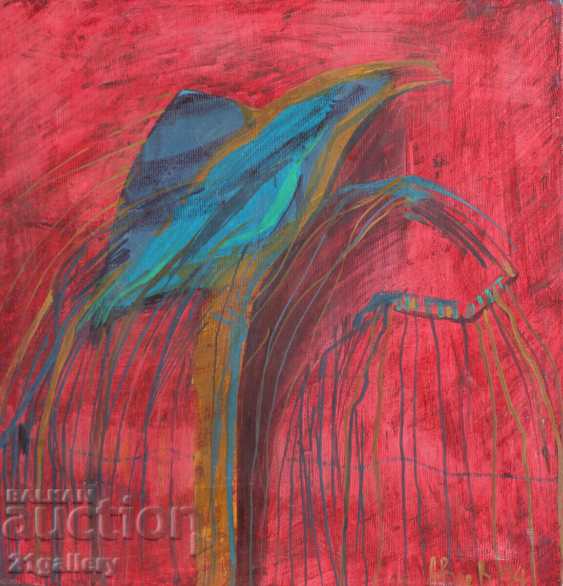 Oil paints, abstraction, signed 1994. Oil paints, abstraction, signed 1994.