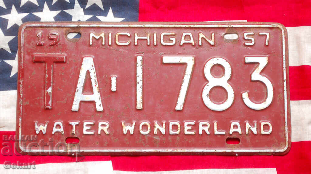 American license plate MICHIGAN 1957