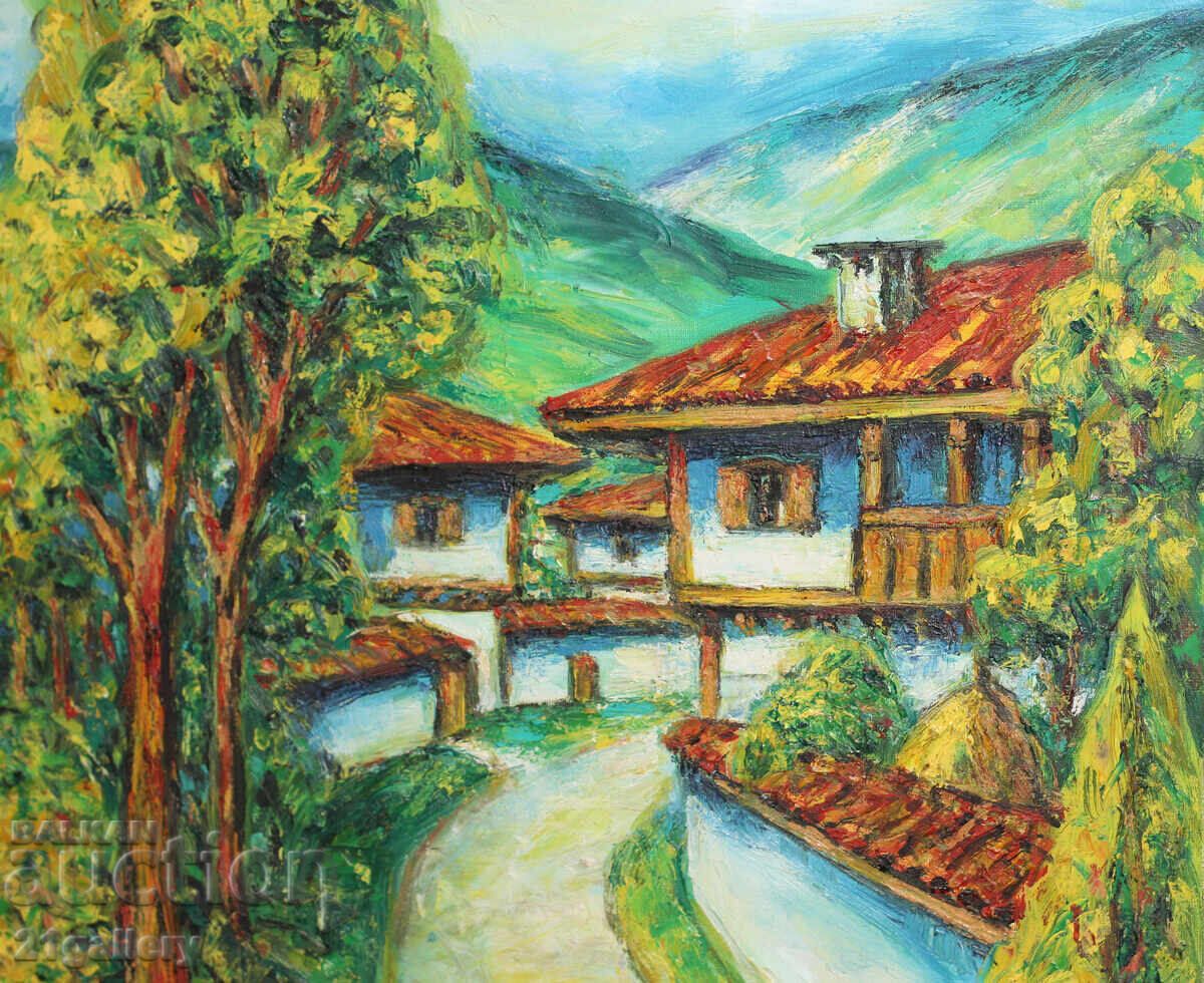 Delivery of Nikolay Genchev Landscape with houses, oil paints, signed Delivery of Nikolay Genchev Landscape with houses, oil paints, signed