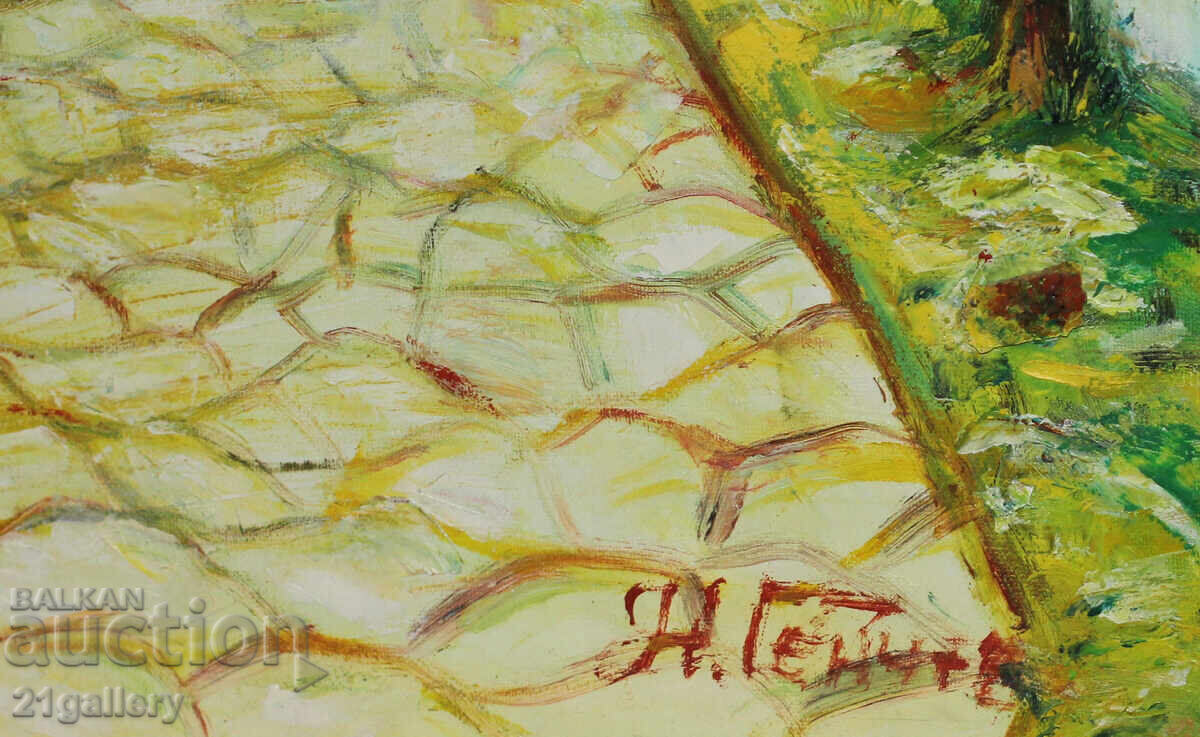 Nikolay Genchev Landscape with houses, oil paints, signed - 5 Nikolay Genchev Landscape with houses, oil paints, signed - 5