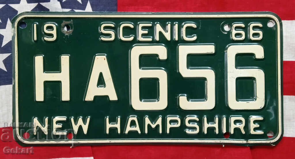 American license plate NEW HAMPSHIRE 1966