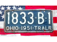 Placă de înmatriculare SUA OHIO 1951
