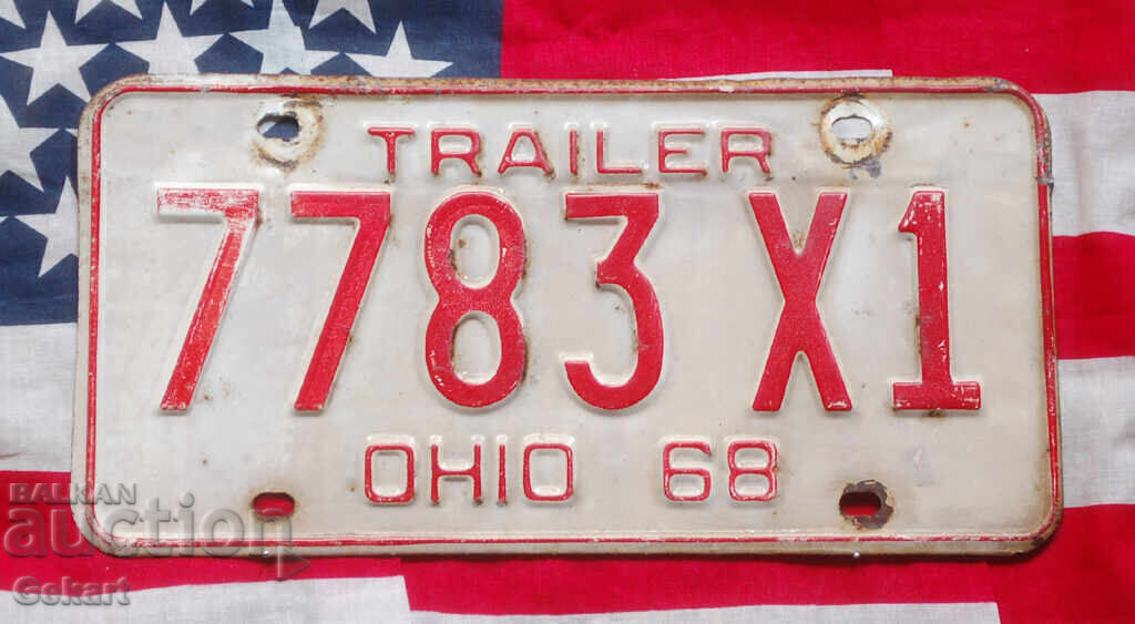 Placă de înmatriculare SUA OHIO 1968