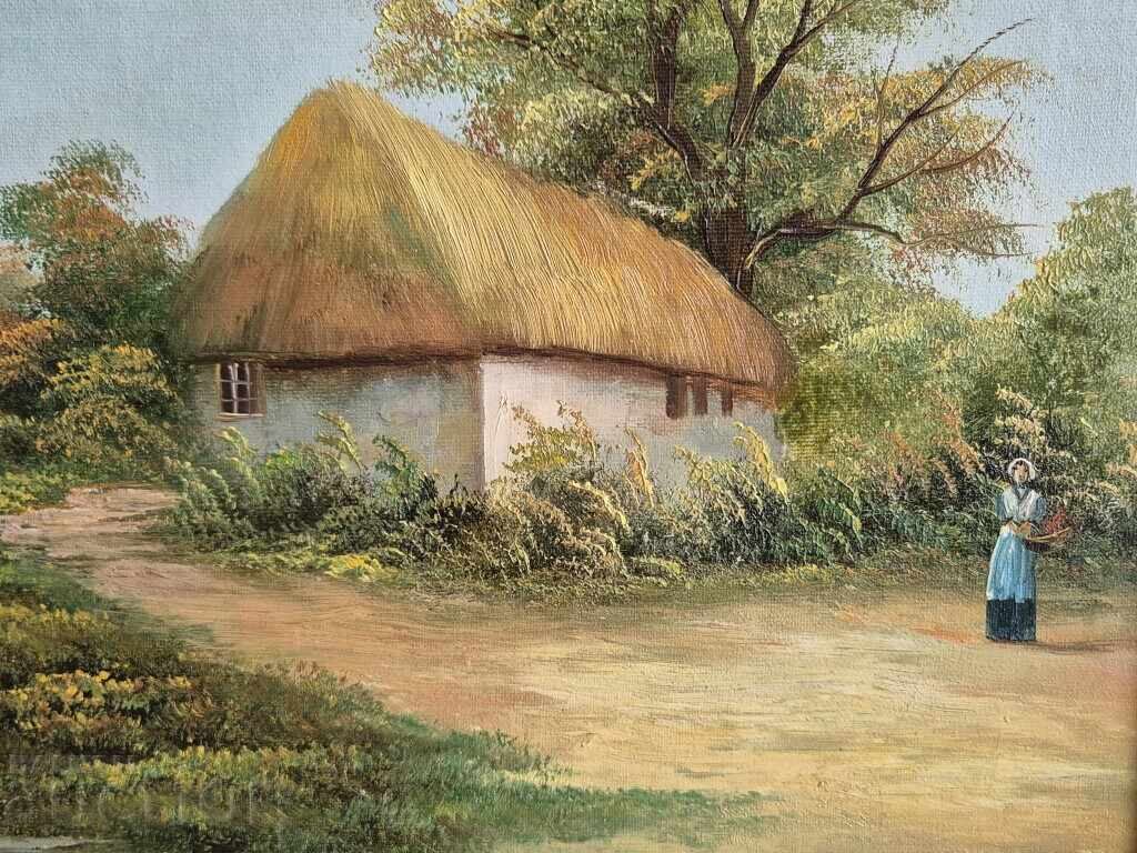 Auction Beautiful painting Pastoral landscape by Fellows in oil paints Auction Beautiful painting Pastoral landscape by Fellows in oil paints