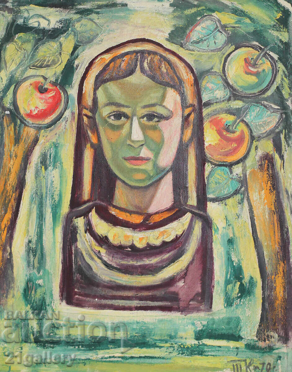 Female portrait, oil on canvas, signed 1970.