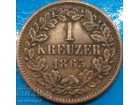 1 Kreuzer 1863 Baden Germania cupru