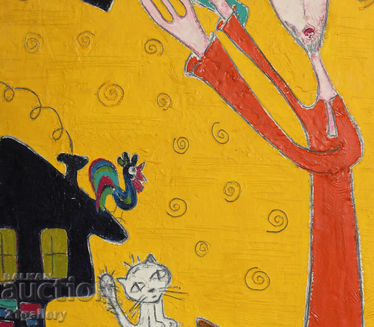 Naive figurative composition / oil paints - 5 Naive figurative composition / oil paints - 5