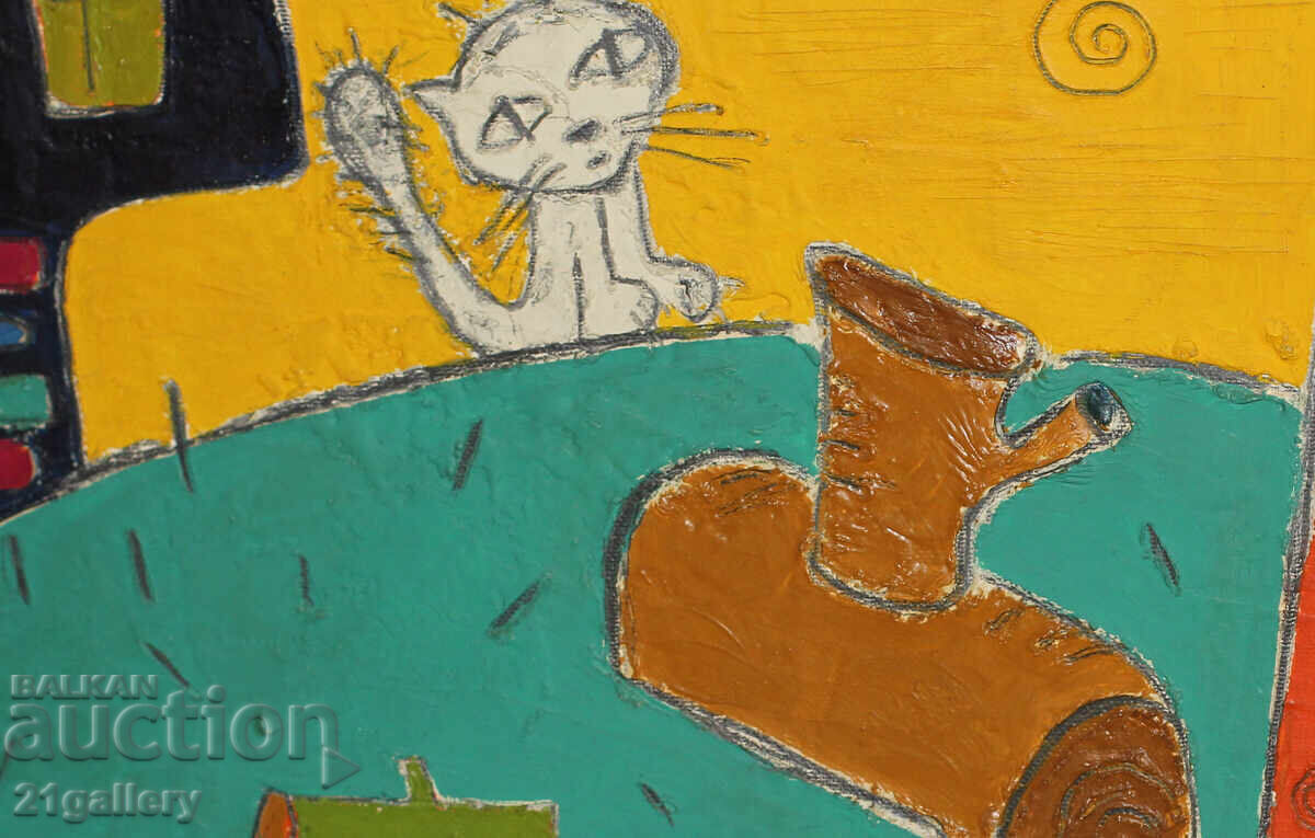 Naive figurative composition / oil paints - 6 Naive figurative composition / oil paints - 6