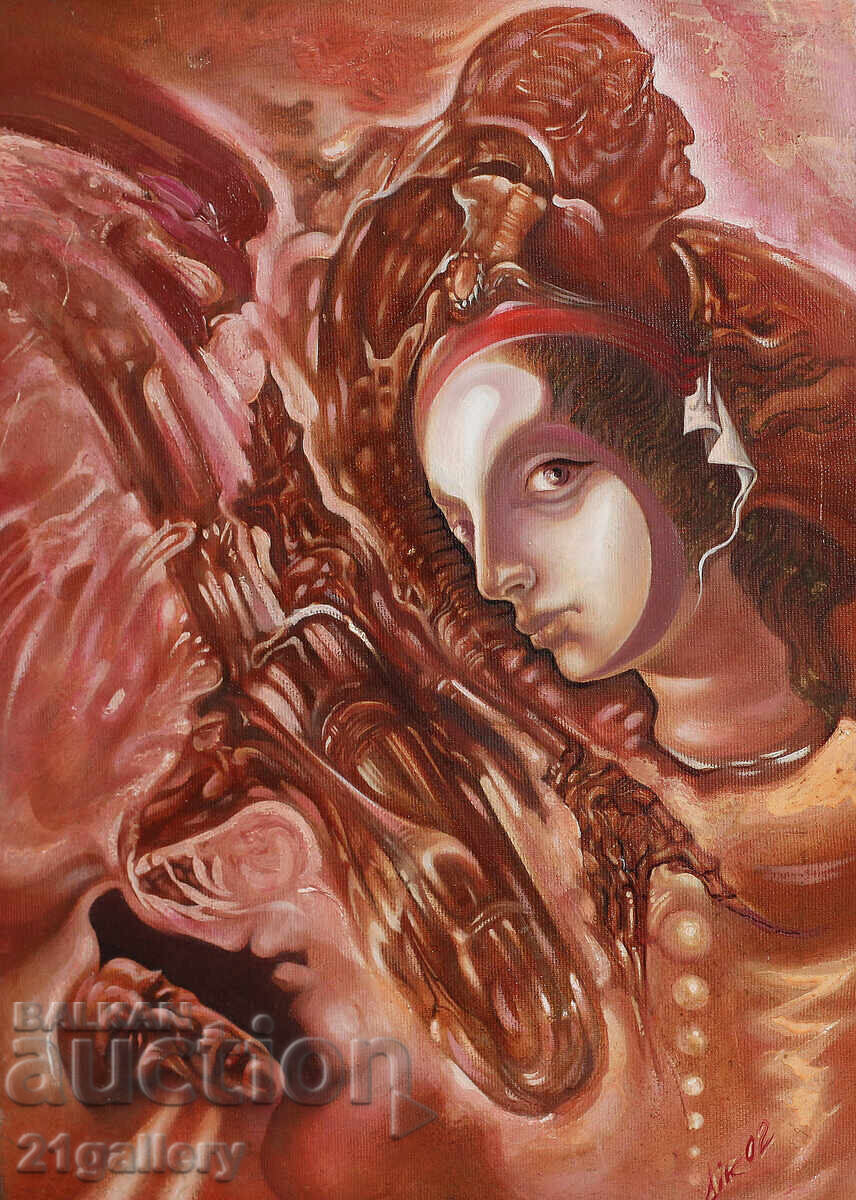 Auction Abstraction, oil paints, signed 2002. Auction Abstraction, oil paints, signed 2002.