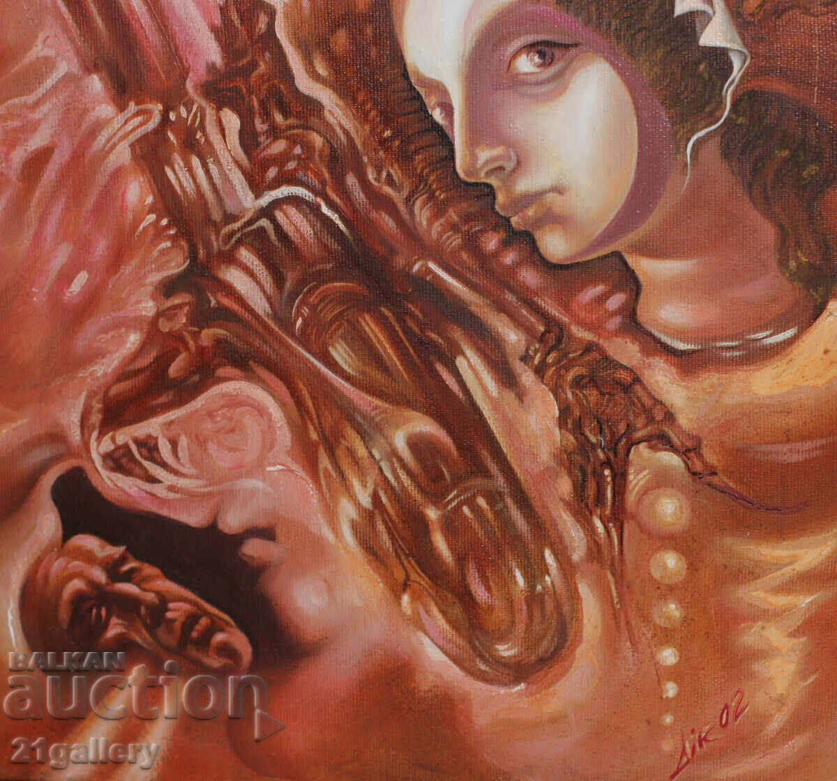 Abstraction, oil paints, signed 2002. - 6 Abstraction, oil paints, signed 2002. - 6