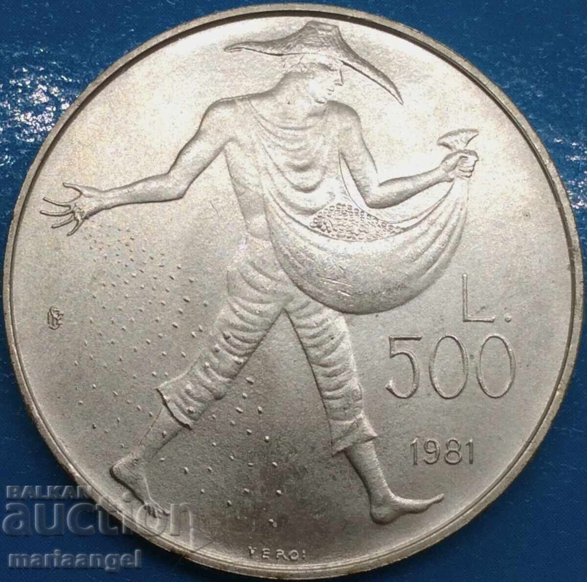 San Marino 500 lire 1981 argint UNC patină