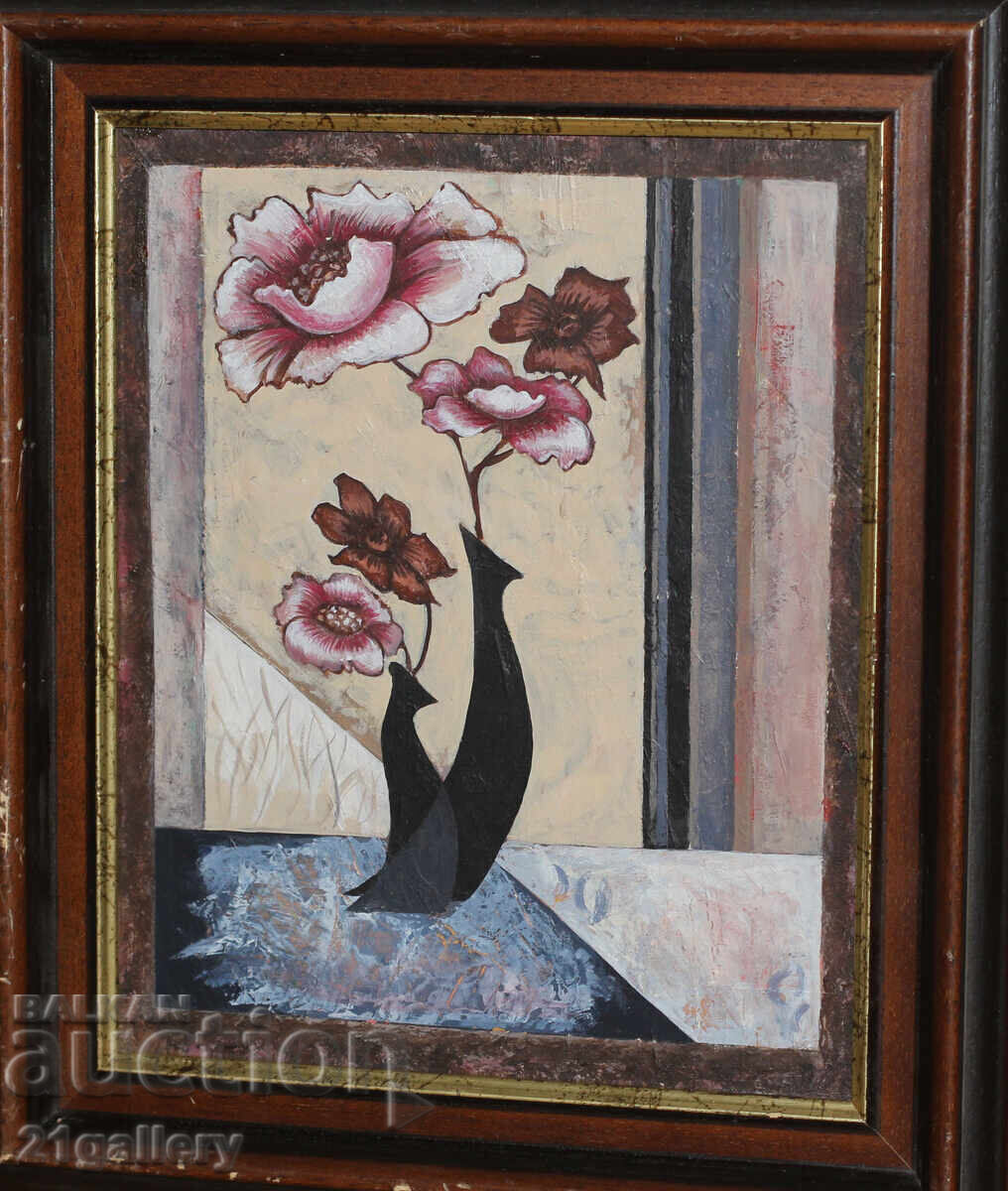 Still life vases with flowers, oil paints with price 250.00 BGN | € 127.82 Still life vases with flowers, oil paints with price 250.00 BGN | € 127.82