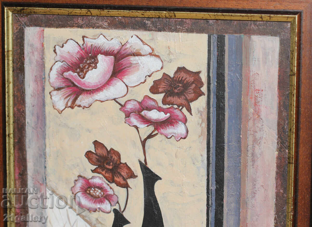 Delivery of Still life vases with flowers, oil paints Delivery of Still life vases with flowers, oil paints