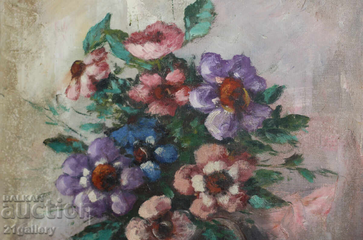 Delivery of Still life vase with flowers mid-20th century./ Italy Delivery of Still life vase with flowers mid-20th century./ Italy