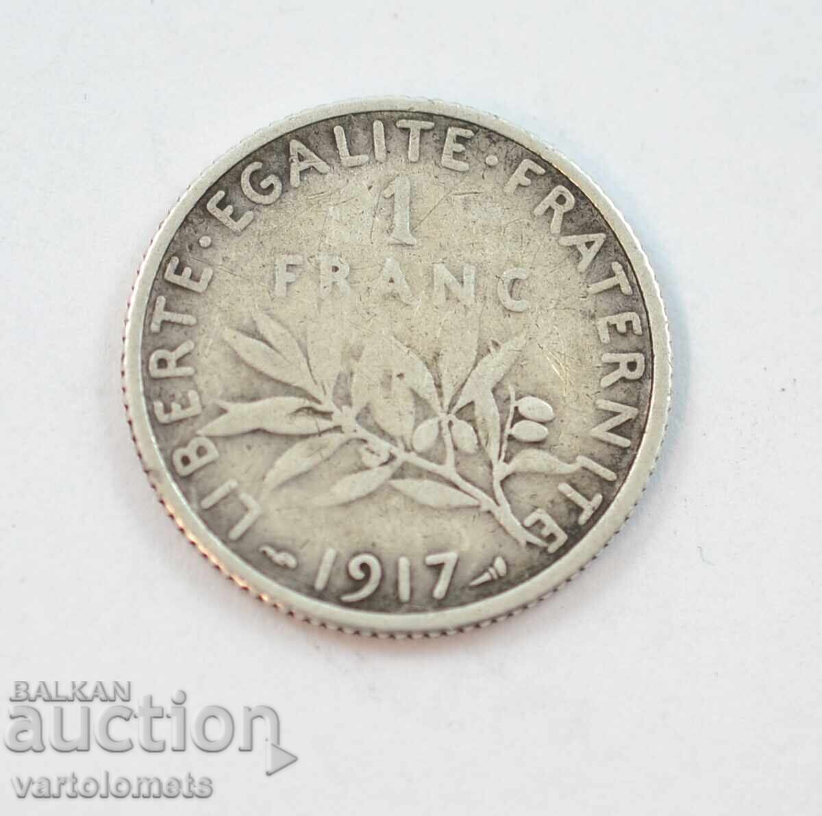 1 franc 1917 - Franta, 5 gr. eșantion argint 835