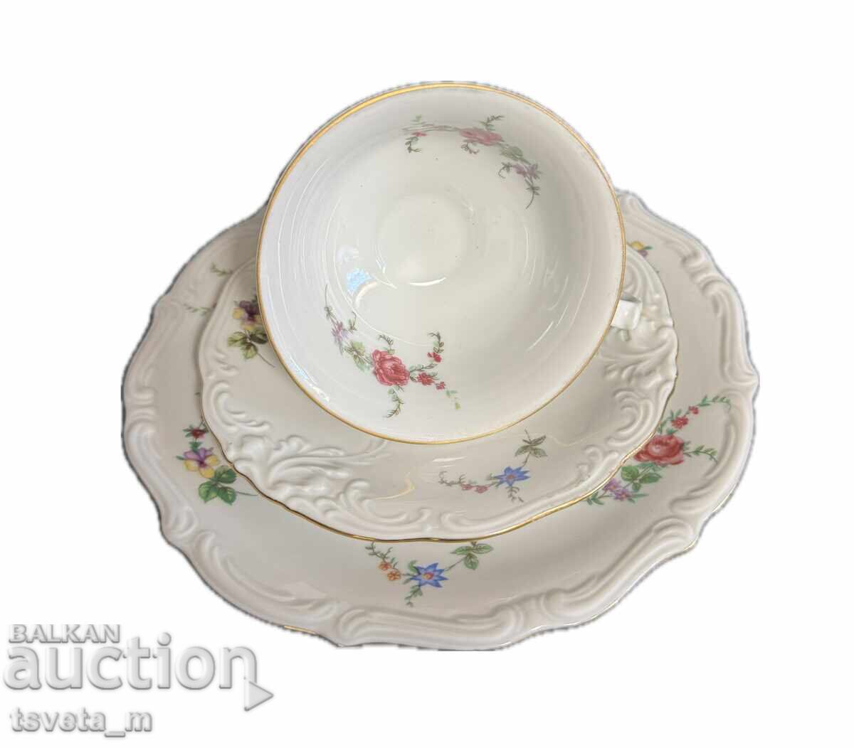 Auction Porcelain tea set 3 pieces WALBRZYCH, Poland Auction Porcelain tea set 3 pieces WALBRZYCH, Poland