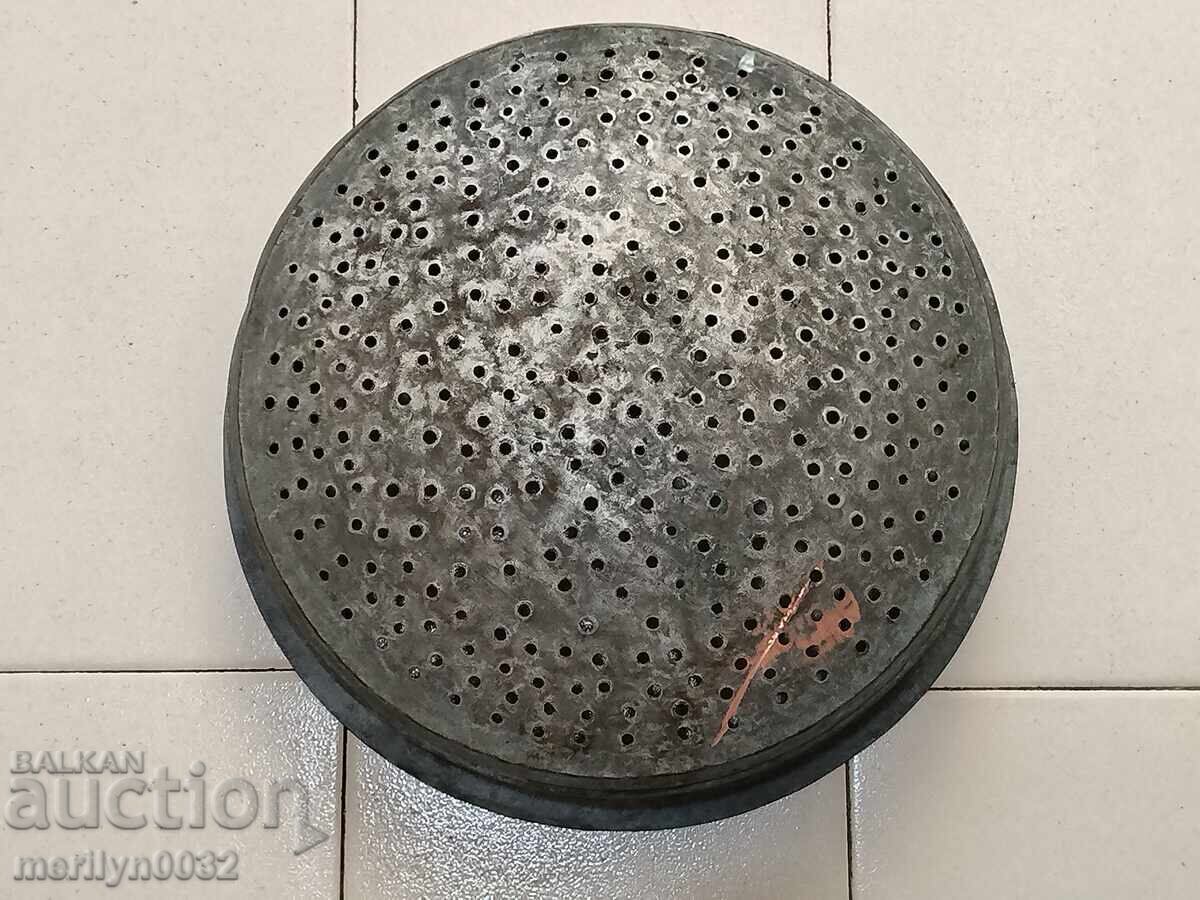 Османски бакърен гевгир меден съд, бакър цедка котел купел - 6 Османски бакърен гевгир меден съд, бакър цедка котел купел - 6