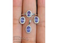 SILVER SET WITH NATURAL TANZANITE (TANZANIA)