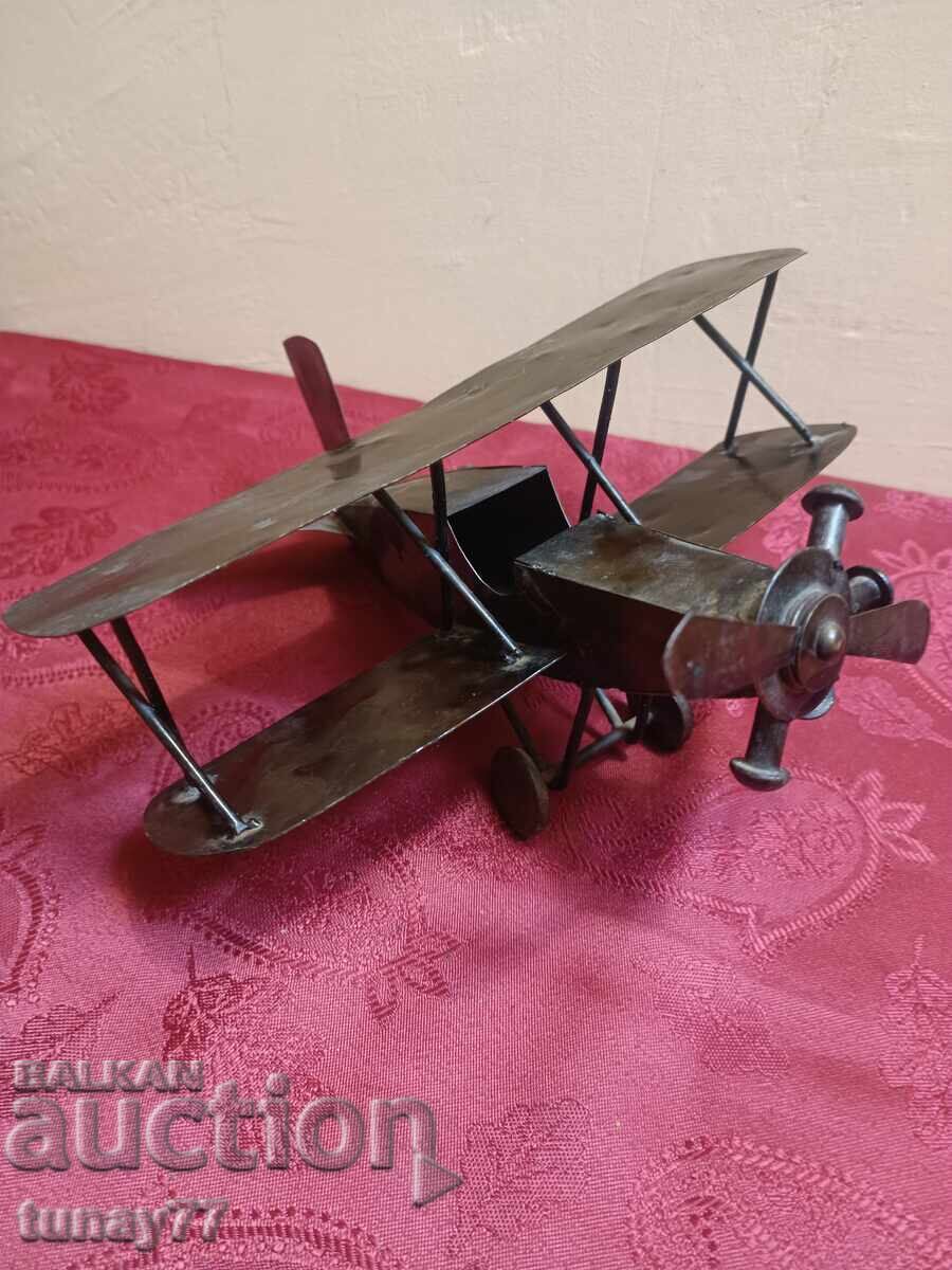 Handmade model of a German biplane from World War I