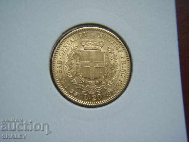 Livrarea 20 Lire 1851 B Sardinia / Italia (Sardiniya) - AU+ (zlato)