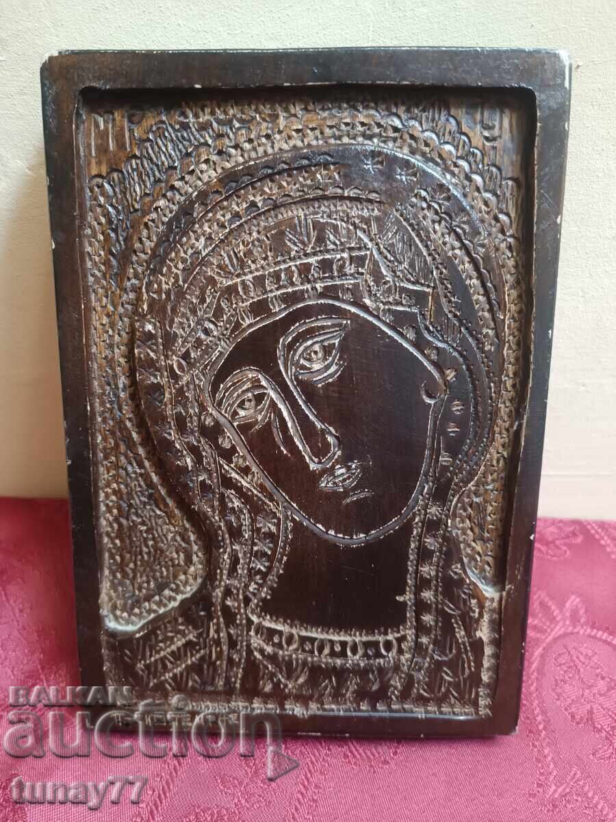 Very old Icon Woodcarving embossed solid wood