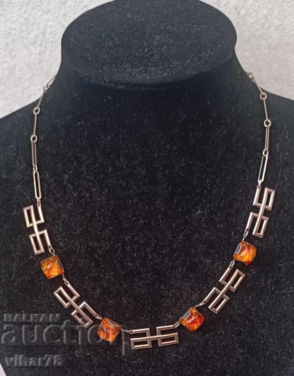 Old silver lot of necklace and bracelet with amber, 835 sample with price 499.99 BGN | € 255.64 Old silver lot of necklace and bracelet with amber, 835 sample with price 499.99 BGN | € 255.64