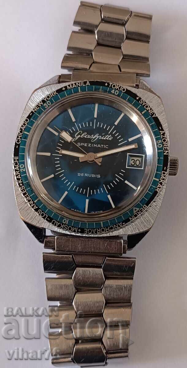 RARE MEN'S WATCH GUB-GLASHUTTE-WITH WORLD TIME - 6 RARE MEN'S WATCH GUB-GLASHUTTE-WITH WORLD TIME - 6