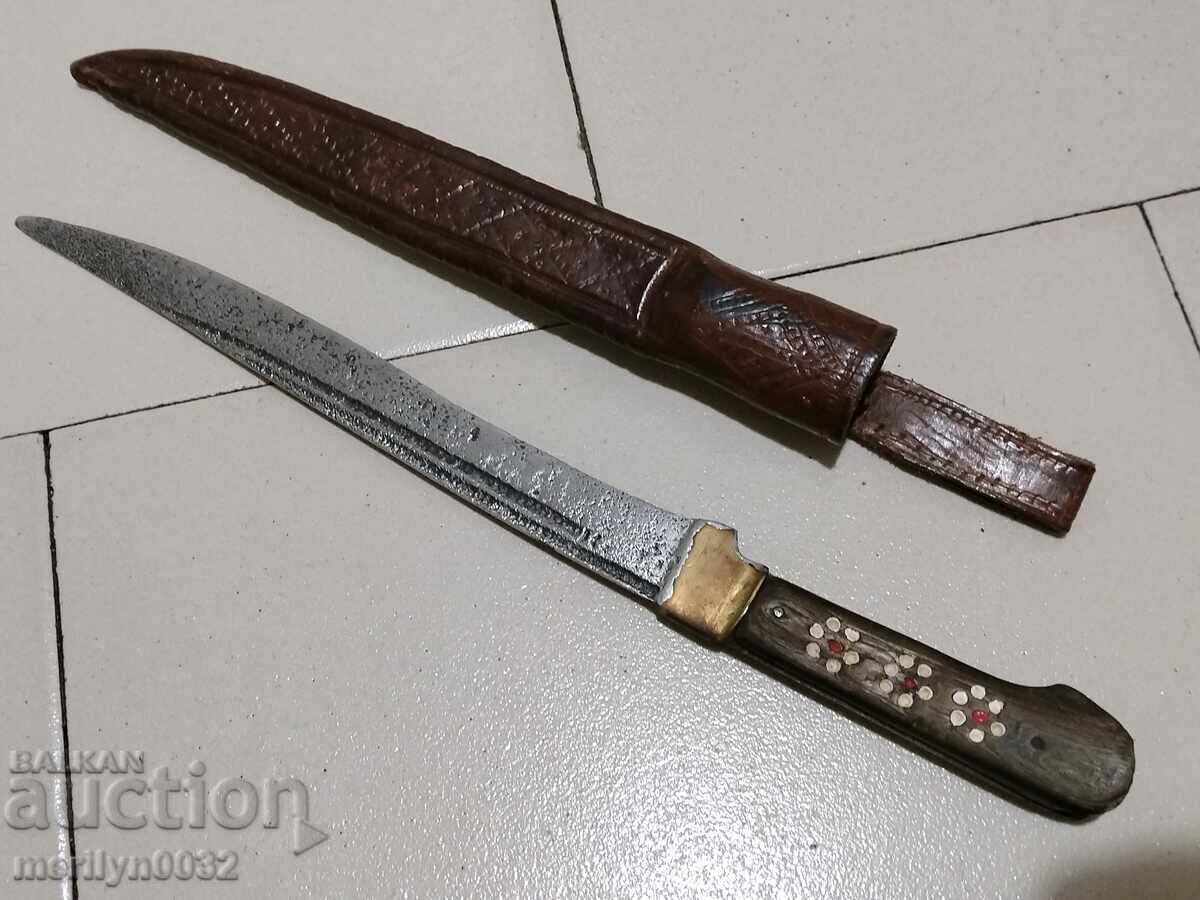 Hand-forged shepherd's knife, carved buffalo horn, karakulak - 5