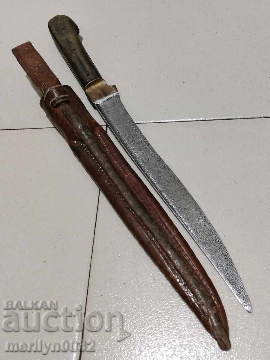 Hand-forged shepherd's knife, carved buffalo horn, karakulak - 6