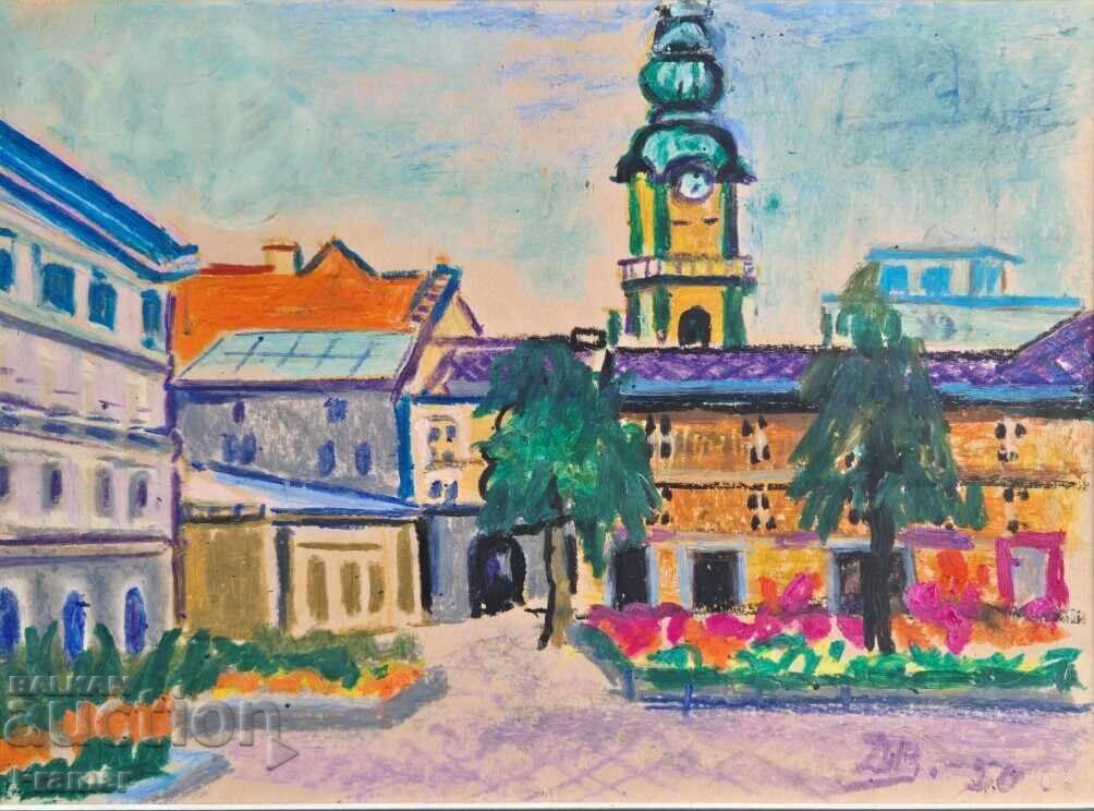 Dimitar Valkanov 1907-1997 Landscape City 1950 with price 220.00 BGN | € 112.48 Dimitar Valkanov 1907-1997 Landscape City 1950 with price 220.00 BGN | € 112.48