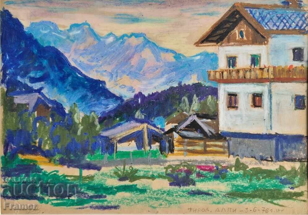 Dimitar Valkanov 1907-1997 Landscape Tyrol Alps 1976 with price 240.00 BGN | € 122.71