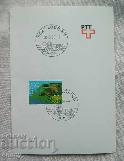 Carte poștală Elveția - timbru și timbru special, 1988 Carte poștală Elveția - timbru și timbru special, 1988