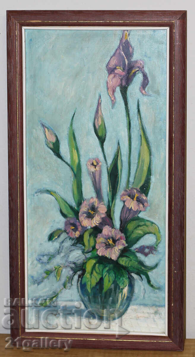 Auction  Oil paints Still life vase with flowers