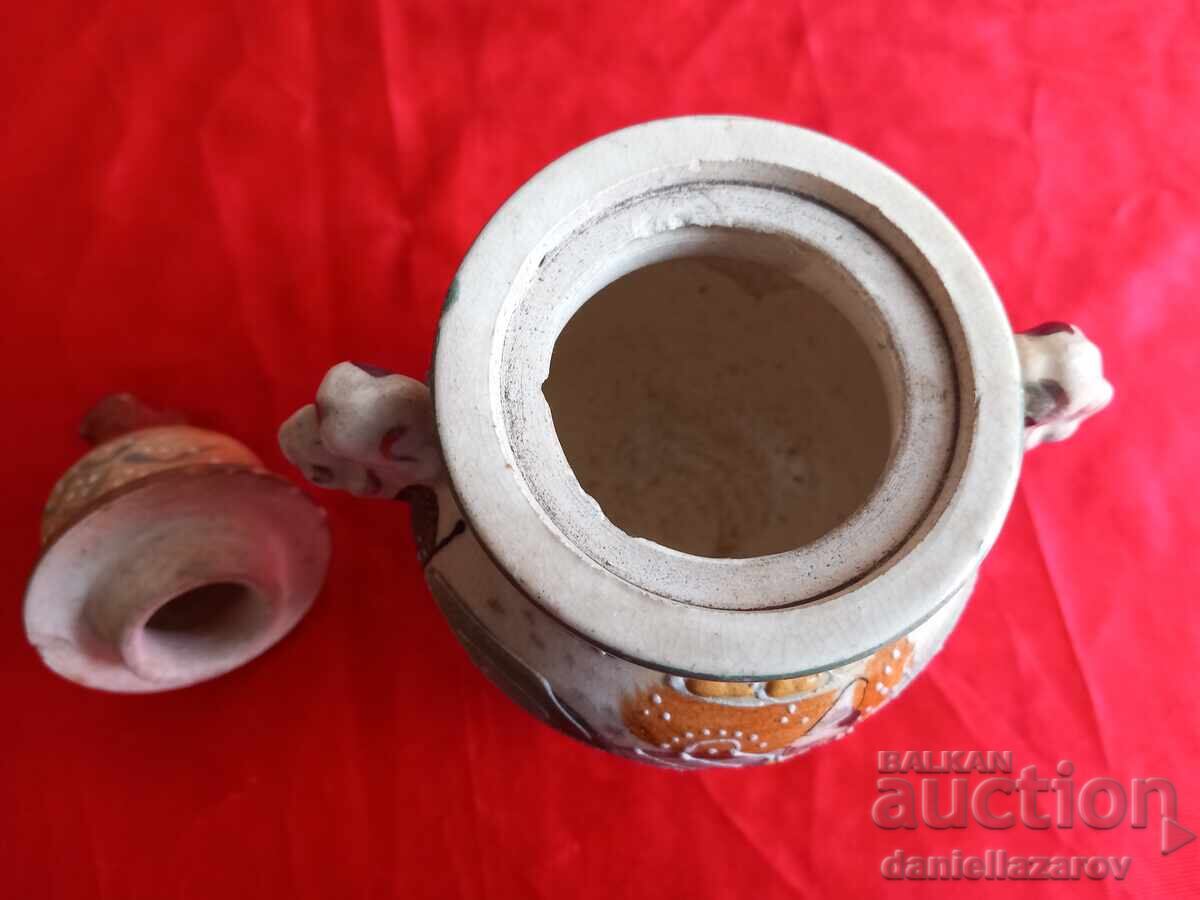 Old Japanese Ceramic Pot with Lid, Hand Painted! - 5 Old Japanese Ceramic Pot with Lid, Hand Painted! - 5