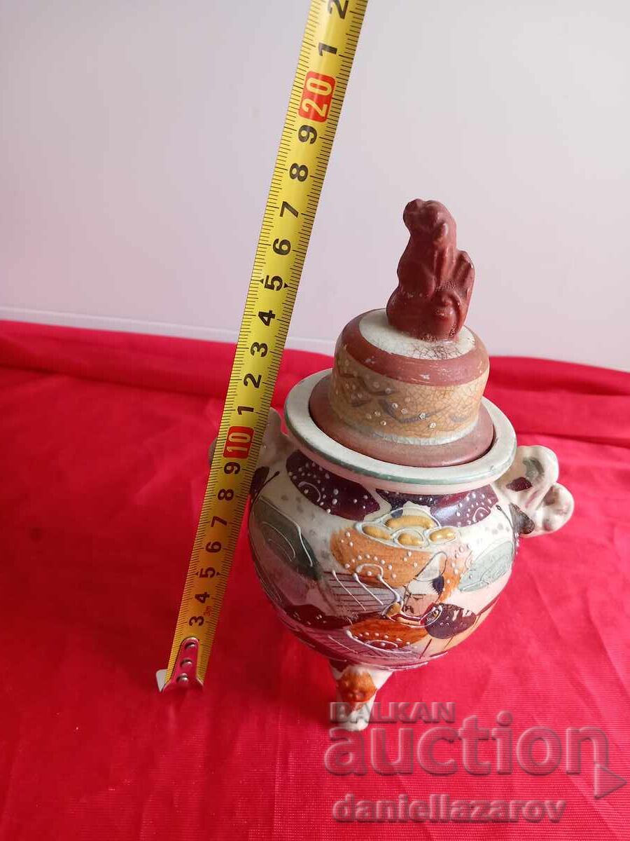 Old Japanese Ceramic Pot with Lid, Hand Painted! - 7 Old Japanese Ceramic Pot with Lid, Hand Painted! - 7