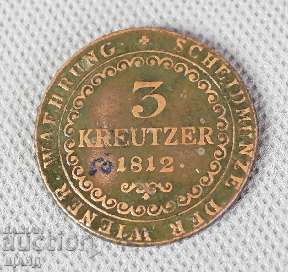 1812 Austria coin 3 Kreuzer