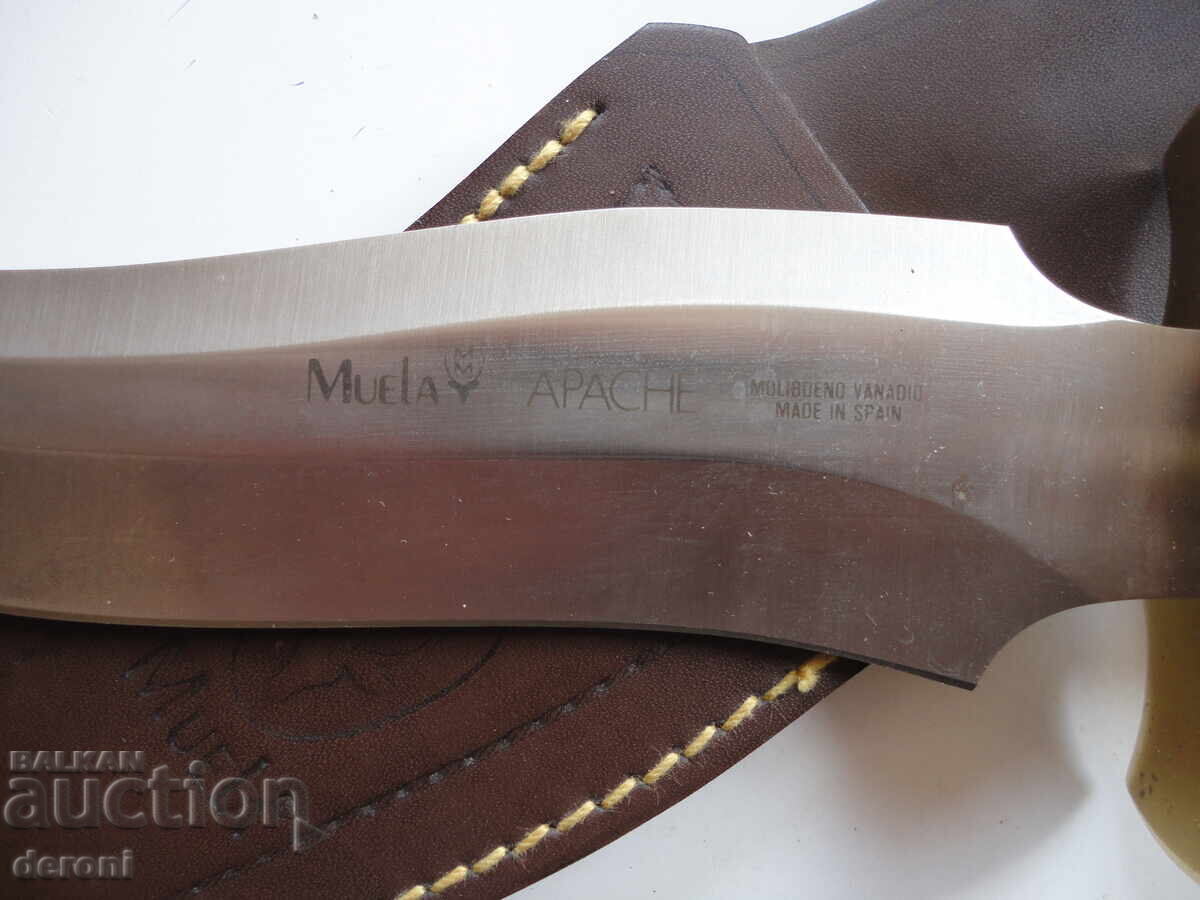 Auction Spanish hunting knife Muela Apache horn with scabbard Auction Spanish hunting knife Muela Apache horn with scabbard